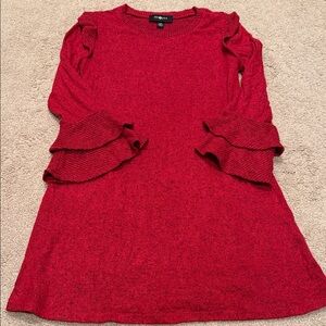 Amy byer red ruffle sleeve weather dress sz 10/12